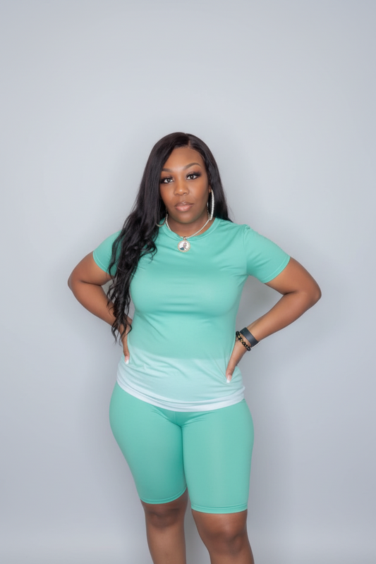 Green plus size chill set 2 Piece